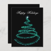 Budget Aqua Christmas Tree Business Holiday Card (Vorne/Hinten)