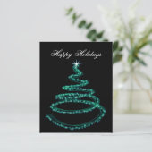 Budget Aqua Christmas Tree Business Holiday Card (Stehend Vorderseite)