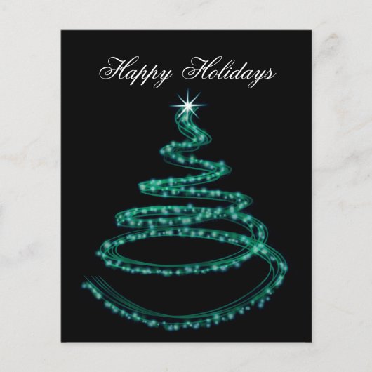 Budget Aqua Christmas Tree Business Holiday Card (Vorderseite)