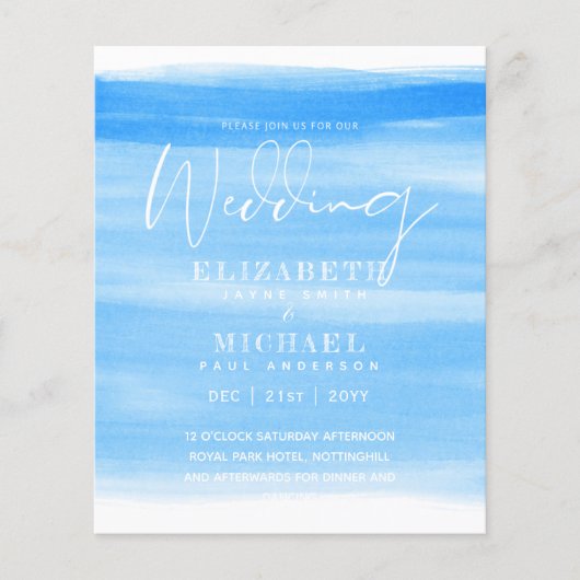 BUDGET Aqua Ocean Wedding Invite Beach Destination (Vorderseite)