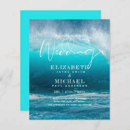 BUDGET Aqua Ocean Wedding Invite Beach Destination