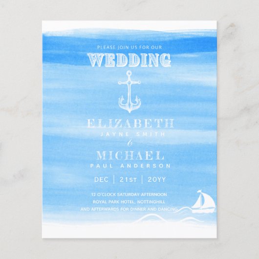 BUDGET Aqua Ocean Wedding Invite Beach Destination (Vorderseite)
