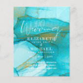 BUDGET Aqua Watercolor Hochzeit einladen Ocean Bea (Vorderseite)