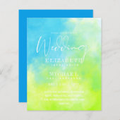 BUDGET Aqua Watercolor Hochzeit einladen Ocean Bea (Vorne/Hinten)