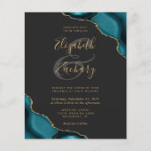 Budget Aquamarin Agate Corners Dark QR Code Hochze (Vorderseite)