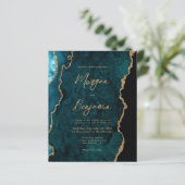 Budget Aquamarin Agate Script QR Code Wedite Einla (Stehend Vorderseite)
