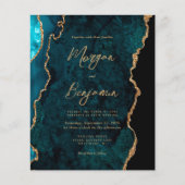 Budget Aquamarin Blue Agate Script Einladung (Vorderseite)