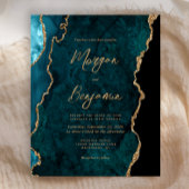 Budget Aquamarin Blue Agate Script Einladung