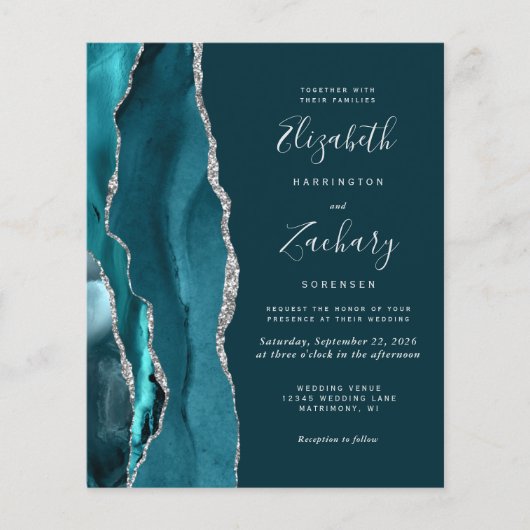 Budget Aquamarin Blue Gold Agate 4-Foto Hochzeit E (Vorderseite)