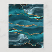 Budget Aquamarin Blue Gold Agate Baby Dusche Einla (Rückseite)