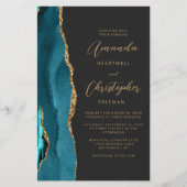 Budget Aquamarin Blue Gold Agate Dark QR Code Hoch (Vorderseite)