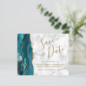 Budget Aquamarin Blue Gold Agate Marmor Save the D (Stehend Vorderseite)