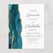 Budget Aquamarin Blue Gold Agate QR Code Hochzeit (Vorderseite)