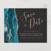 Budget Aquamarin Blue Rose Gold Agate Save the Dat (Vorderseite)