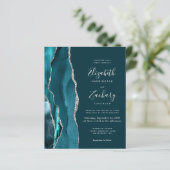 Budget Aquamarin Blue Silver Agate QR Code Wedding (Stehend Vorderseite)