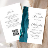 Budget Aquamarin Blue Silver Agate QR Code Wedding