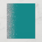 Budget Aquamarin Blue Silver Glitzer Save the Date (Rückseite)