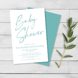 Budget Aquamarin Blue Simple Script Baby Dusche FL Flyer