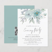Budget Aquamarin Florals QR Code Wedding Abend Par (Vorne/Hinten)