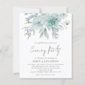 Budget Aquamarin Florals QR Code Wedding Abend Par (Vorderseite)