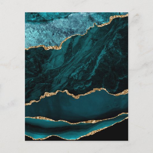 Budget Aquamarin Gold Agate 50 Jahre Einladung (Rückseite)