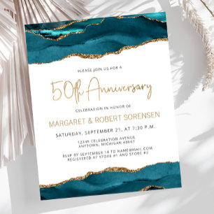 Budget Aquamarin Gold Agate 50 Jahre Einladung