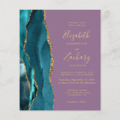 Budget Aquamarin Gold Agate Mauve Einladung zur Ho (Vorderseite)