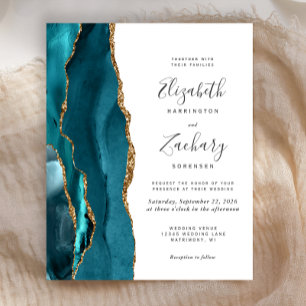 Budget Aquamarin Gold Agate Moderne Hochzeitseinla