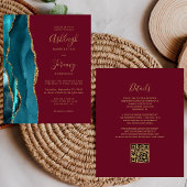 Budget Aquamarin Gold Burgund QR Code Wedding Einl