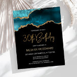 Budget Aquamarin Gold Einladung zum 30. Geburtstag<br><div class="desc">Diese trendige 30. Geburtstagseinladung zeigt ein Aquarellbild eines agaten Geodes in aquamarinen Farbtönen mit goldenen Imitaten. Die Worte "30. Geburtstag" erscheinen in Imitaten goldener Glitzer in dekorativen modernen Handschrift Schriftart. Passen Sie den Namen der Ehre in goldfarbenem Text an und die Details in Weiß. Auf der Rückseite wird das selbe...</div>