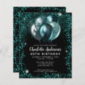 Budget Aquamarin Green Black Glitzer Balloon Gebur (Vorne/Hinten)