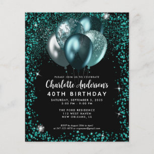 Budget Aquamarin Green Black Glitzer Balloon Gebur