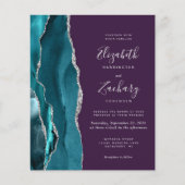 Budget Aquamarin Silver Agate Lila QR Code Wedding (Vorderseite)