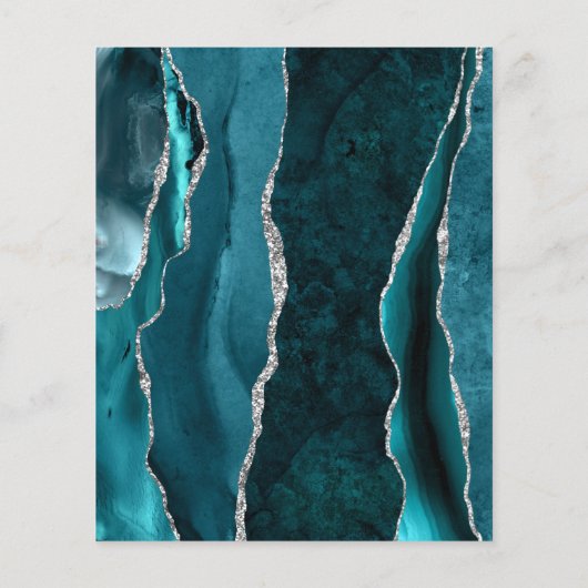 Budget Aquamarin Silver Agate Marble Wedding Einla (Rückseite)