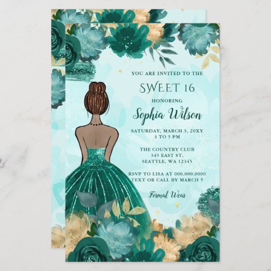 Budget Aquamarin Türkis Goldprinzessin Sweet 16 (Vorne/Hinten)