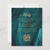 Budget Aquamarine Gold Floral QR Code Hochzeit Ein (Rückseite)