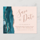 Budget Aquamarine Rose Gold Agate Blush Save the D (Vorderseite)