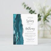 Budget Aquamarine Silver Agate Calligrafy Wedding (Stehend Vorderseite)