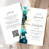 Budget Aquamarine Wassa Gold Floral QR Hochzeit