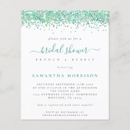 Budget Aquamariner Glitzer Brautdusche Einladung
