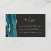 Budget Aquamariner Gold Agate Dark Wedding QR Code Begleitkarte (Vorderseite)