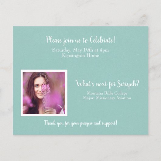 Budget Aquamarines Christlich Verse Abschluss Foto (Rückseite)