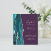 Budget Aquamarines Gold Agate Lila QR Code Hochzei (Stehend Vorderseite)