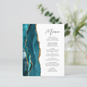 Budget Aquamarines Gold-Agate-Skript-Hochzeitmenü (Stehend Vorderseite)