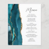 Budget Aquamarines Gold-Agate-Skript-Hochzeitmenü (Vorderseite)