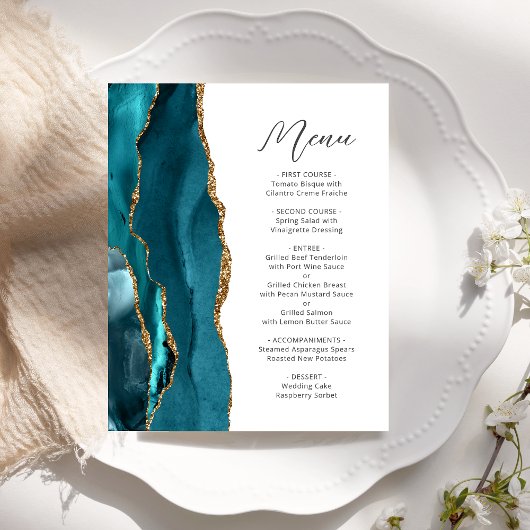 Budget Aquamarines Gold-Agate-Skript-Hochzeitmenü