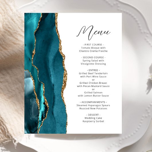 Budget Aquamarines Gold-Agate-Skript-Hochzeitmenü