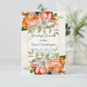 Budget Aquarell-Blumen-Hochzeitseinladung Einladung