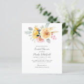 Budget Aquarell Blumendusche Einladung (Stehend Vorderseite)