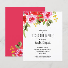 Budget Aquarell Blumengeburtstag Einladungen